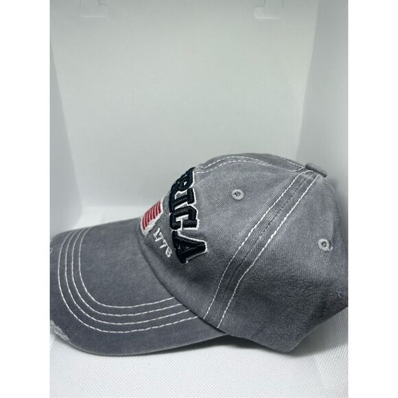 🇺🇸 America Baseball Cap – Distressed Vintage Style with Flag Embroidery 🇺🇸 - Picture 2 of 4